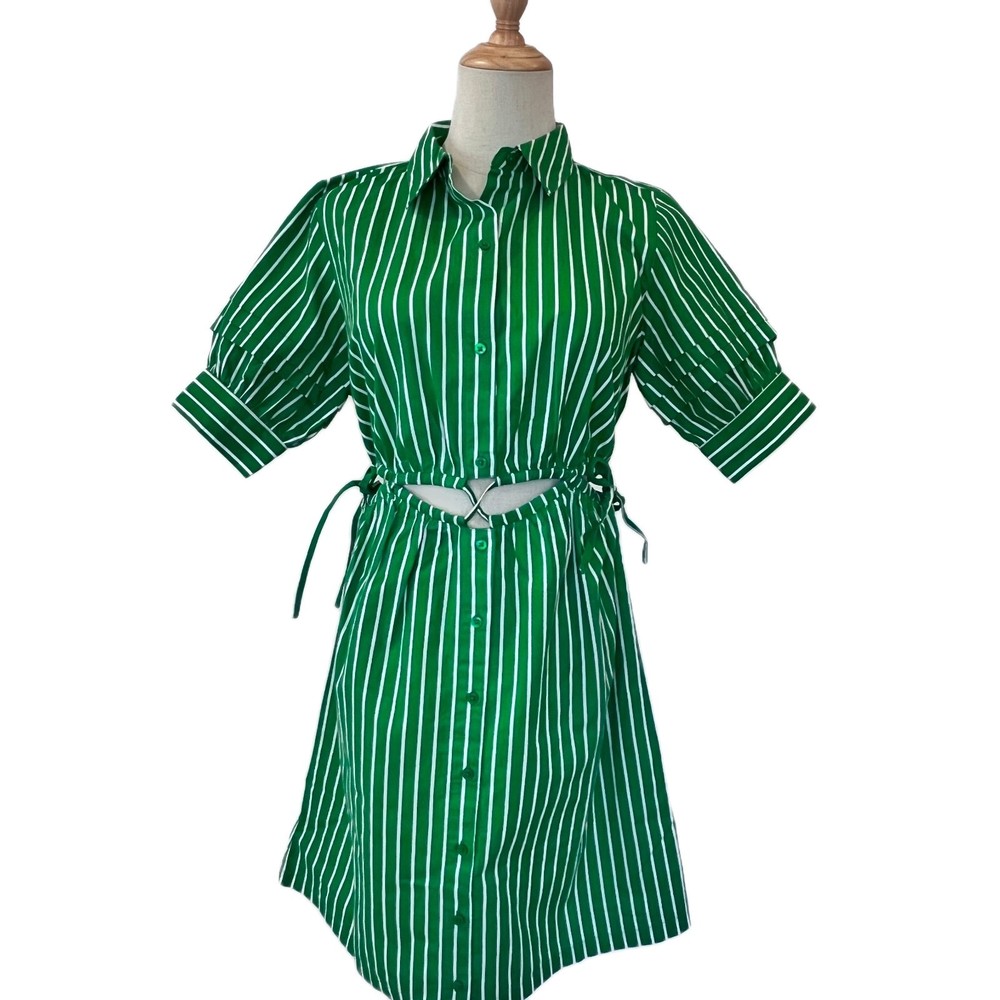 Walter Baker Green Striped Mini Dress